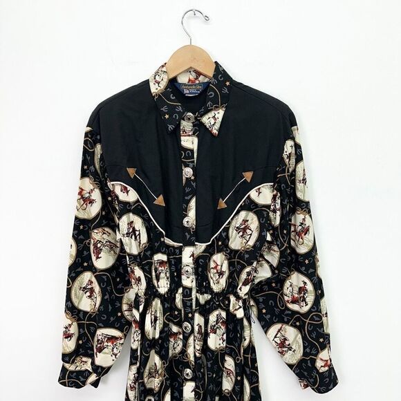 Panhandle Slim Women’s Vintage Western Cowboy Horse Equestrian All Over Print Bu - Picture 3 of 16